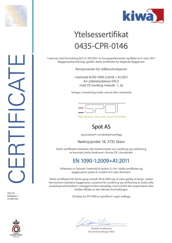 ISO 1090 0435-CPR-0146 Spot